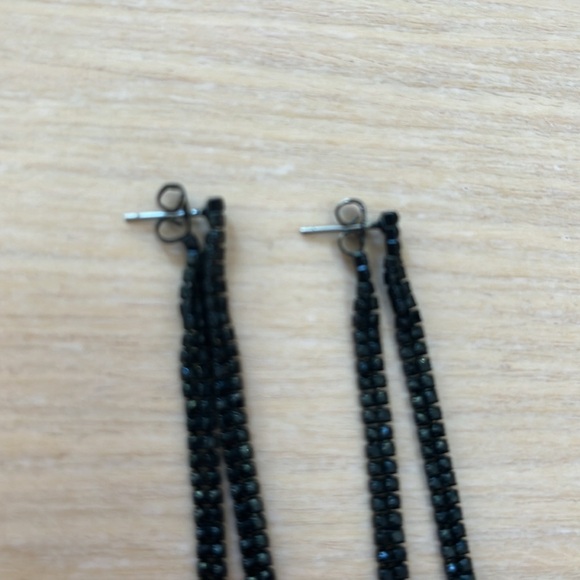 Long black chain earrings looping front-to-back 4" - Picture 3 of 5